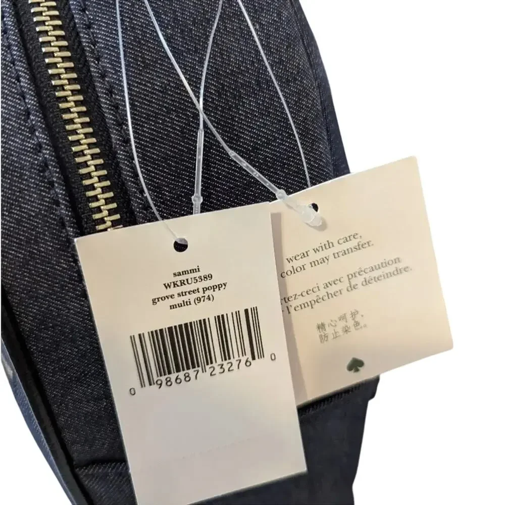 Kate Spade Grove Street Denim Poppy Embroidered Backpack New with Tag MSRP $299